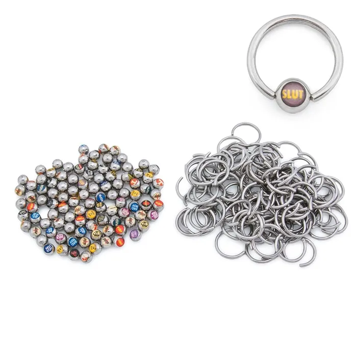Male Sex Toys 14g 12 Mixed Logo Captive Bead Ring Pictures Words Price Per 10 Painful Pleasures