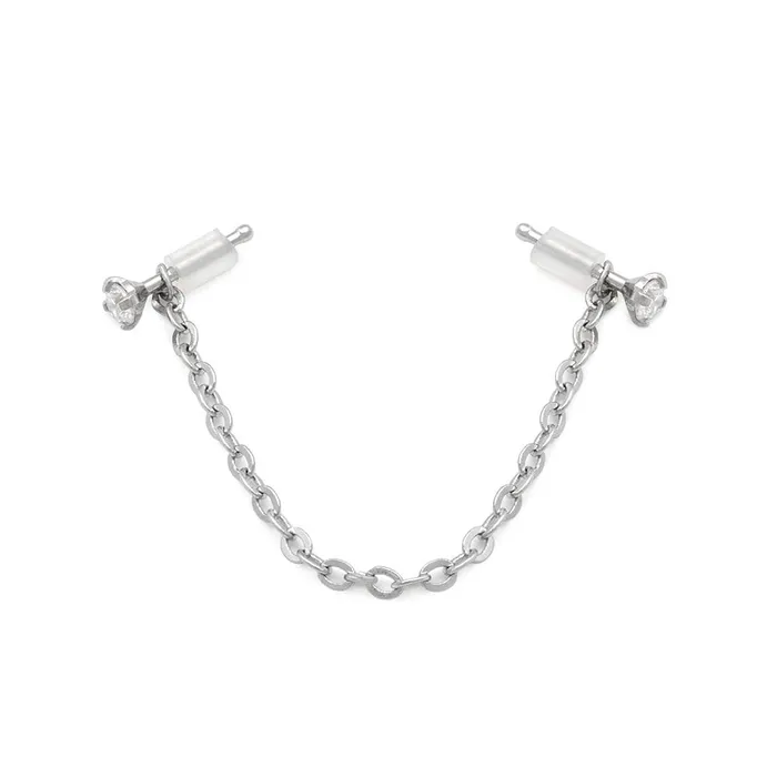 Male Sex Toys 20g 14 Crystal Nose Bone Chain and Ring Jewelry Set Painful Pleasures