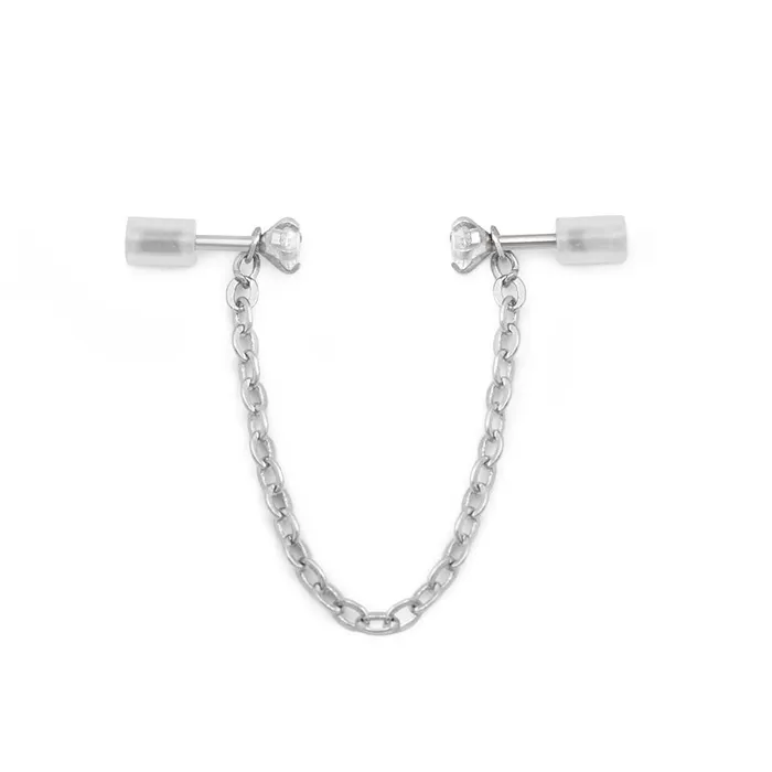 Male Sex Toys 20g 14 Crystal Nose Bone Chain and Ring Jewelry Set Painful Pleasures