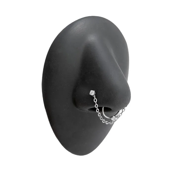 Male Sex Toys 20g 14 Crystal Nose Bone Chain and Ring Jewelry Set Painful Pleasures