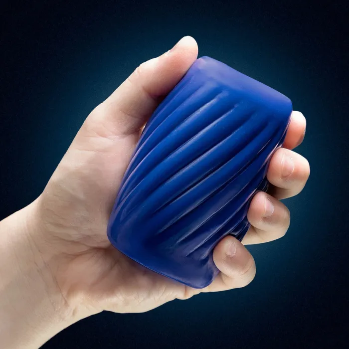 Male Sex Toys Blush Rize Turbine Self Lubricating Extra Soft Stroker Blue