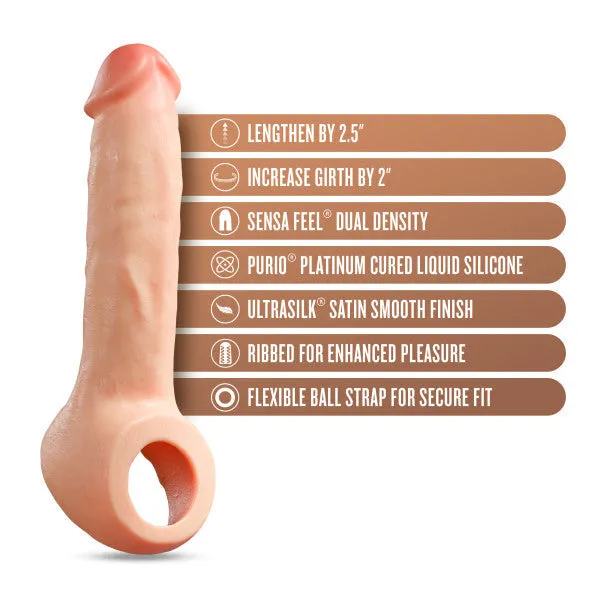 Male Sex Toys Blush Thrive 25 Inch Veiny Silicone Penis Extender with Ball Strap