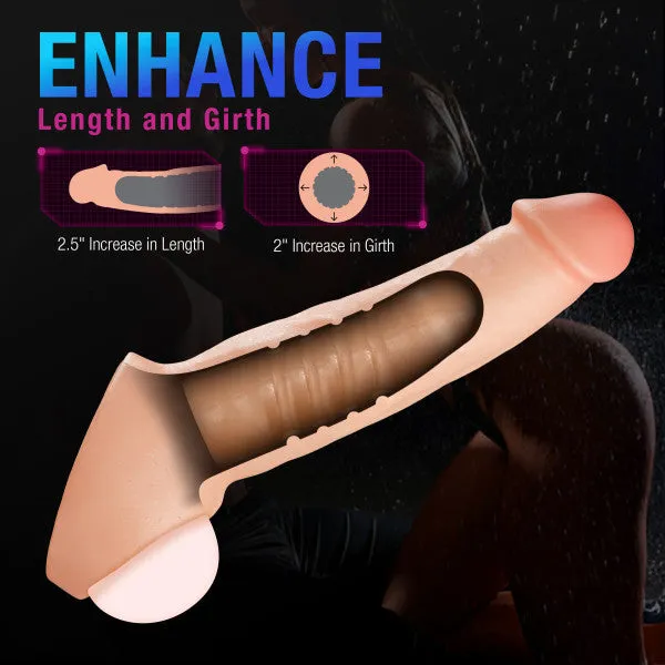 Male Sex Toys Blush Thrive 25 Inch Veiny Silicone Penis Extender with Ball Strap