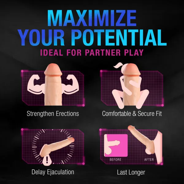 Male Sex Toys Blush Thrive 25 Inch Veiny Silicone Penis Extender with Ball Strap