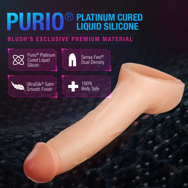 Male Sex Toys Blush Thrive 25 Inch Veiny Silicone Penis Extender with Ball Strap