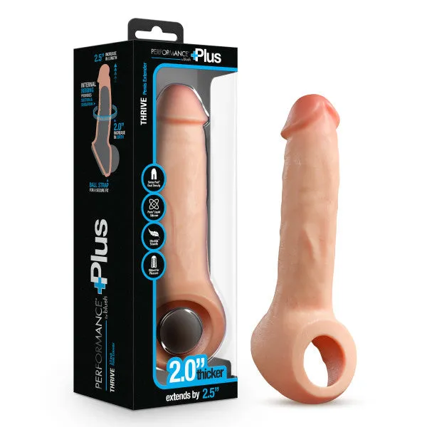Male Sex Toys Blush Thrive 25 Inch Veiny Silicone Penis Extender with Ball Strap