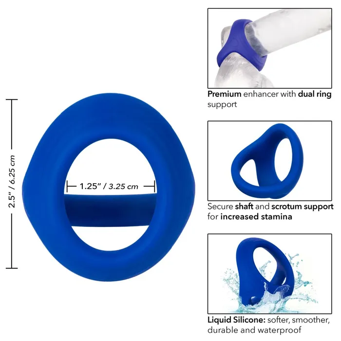 Male Sex Toys CalExotics Admiral Blue Stretchy Blue Silicone Cock and Ball Ring