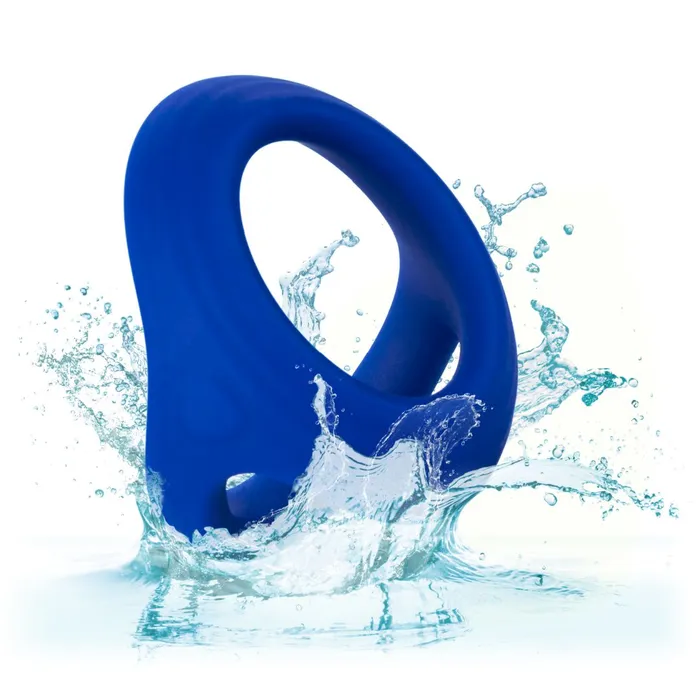 Male Sex Toys CalExotics Admiral Blue Stretchy Blue Silicone Cock and Ball Ring
