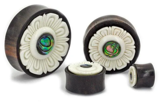 Male Sex Toys Elementals Organics Areng Wood Double Flared Aztec Flower Plug with Abalone Inlay Price Per 1 Male Sex Toys Elementals Organics Areng Wood Double Flared Aztec Flower Plug with Abalone Inlay Price Per 1