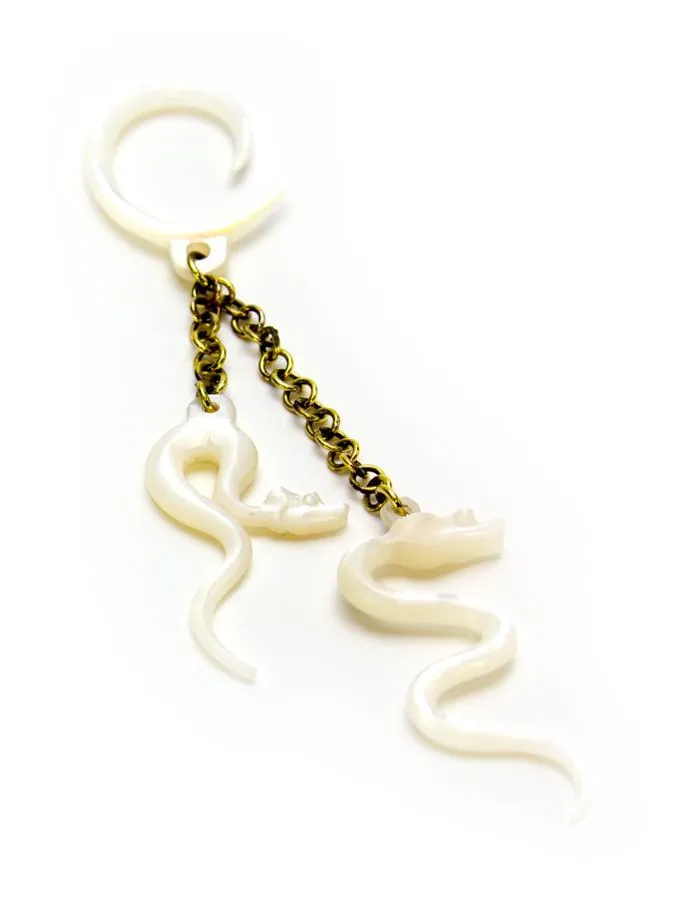 Male Sex Toys Elementals Organics Snake Charmer Mother of Pearl Large Gauge Dangle Earrings Price Per 2