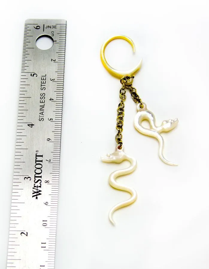 Male Sex Toys Elementals Organics Snake Charmer Mother of Pearl Large Gauge Dangle Earrings Price Per 2