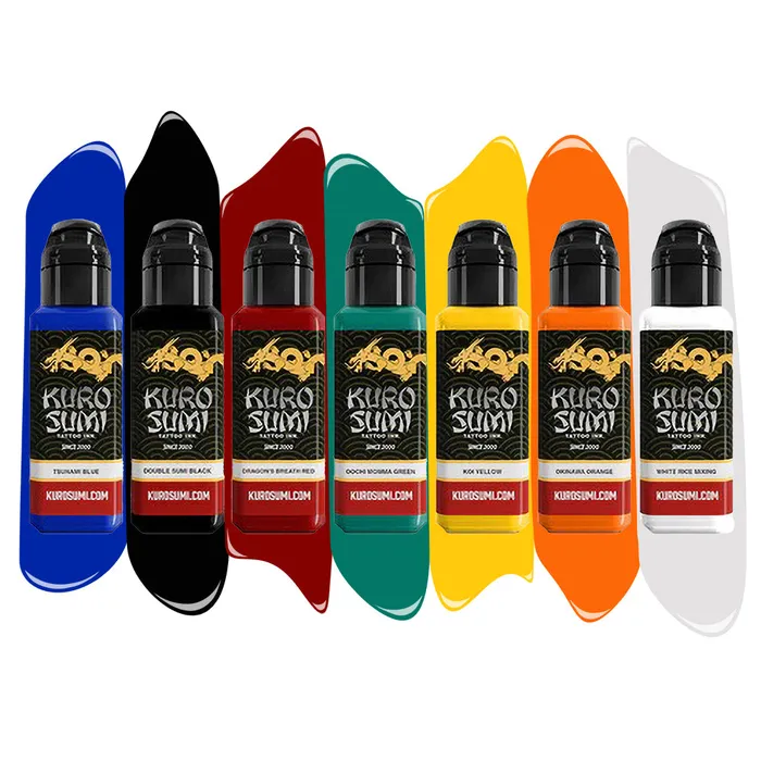 Male Sex Toys Kuro Sumi Master Set 7 inks Kuro Sumi Tattoo Ink Pick Size