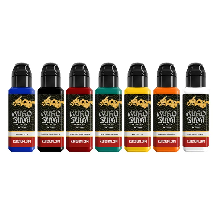 Male Sex Toys Kuro Sumi Master Set 7 inks Kuro Sumi Tattoo Ink Pick Size