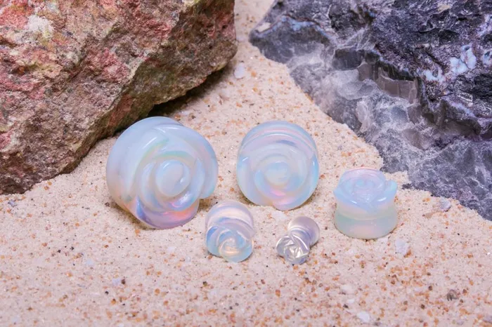 Male Sex Toys Opal Stone Plug with Carved Rose Front 2g to 1 Price Per 1 Painful Pleasures