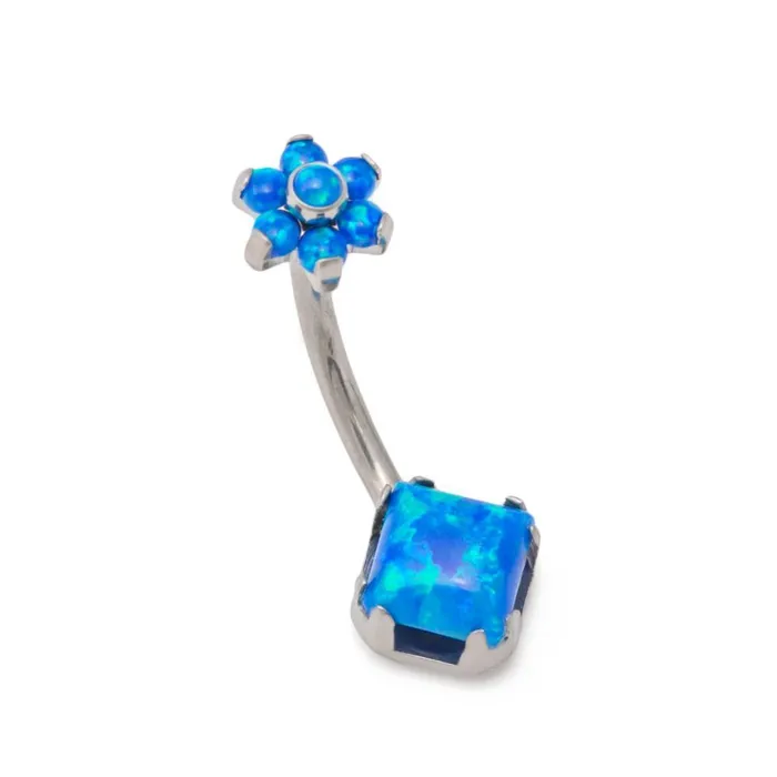 Male Sex Toys Painful Pleasures 14g 716 Internally Threaded PrincessCut Opal Titanium Belly Button Ring with Opal Flower Top Male Sex Toys Painful Pleasures 14g 716 Internally Threaded PrincessCut Opal Titanium Belly Button Ring with Opal Flower Top