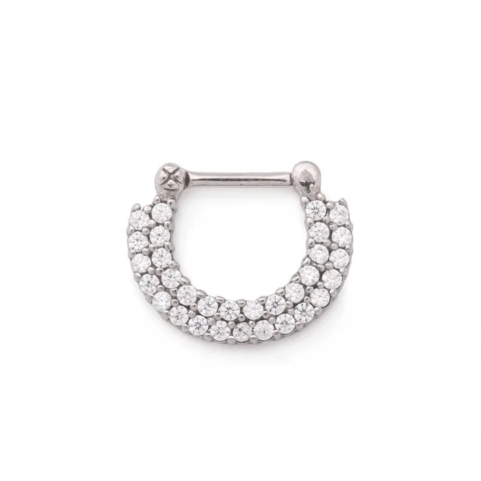 Male Sex Toys Painful Pleasures 16g Stainless Steel Septum Clicker with Double Tiered Crystals Price Per 1 Male Sex Toys Painful Pleasures 16g Stainless Steel Septum Clicker with Double Tiered Crystals Price Per 1