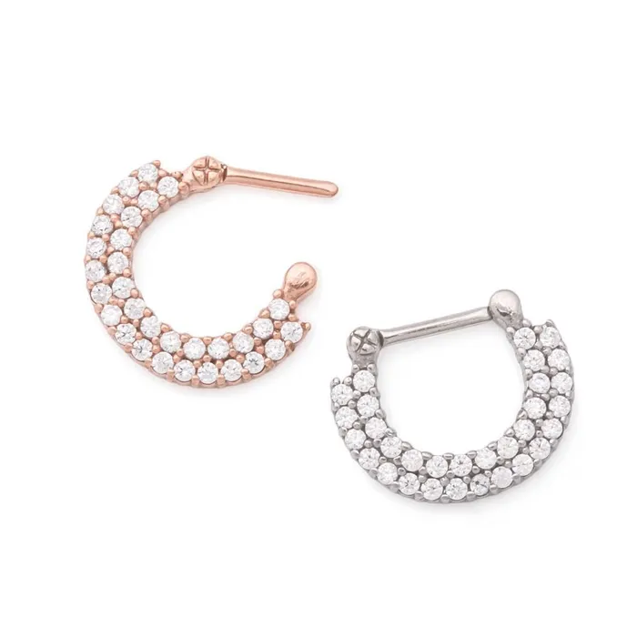 Male Sex Toys Painful Pleasures 16g Stainless Steel Septum Clicker with Double Tiered Crystals Price Per 1