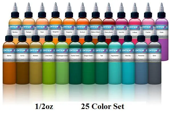 New 12oz Color Set Intenze Tattoo Ink 25 Bottles Intenze Anal