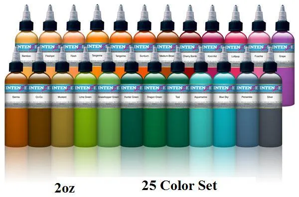 New 2oz Color Set Intenze Tattoo Ink 25 Bottles Intenze Anal