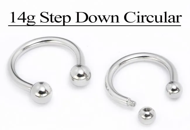 Painful Pleasures 14g EZ Piercing Circular Barbell StepDown Threaded Vibrators