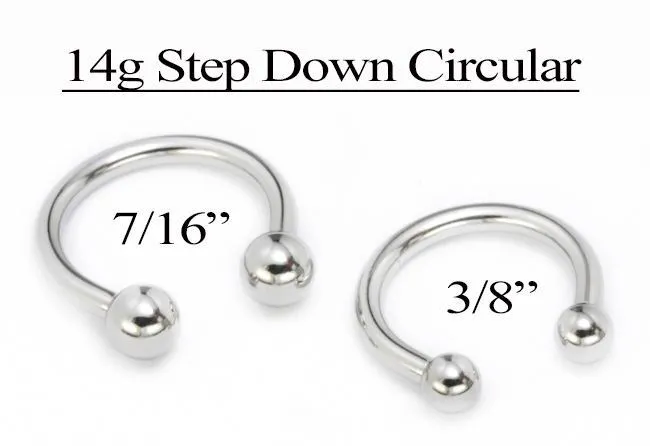 Painful Pleasures 14g EZ Piercing Circular Barbell StepDown Threaded Vibrators