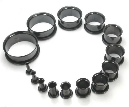 Painful Pleasures Anal 10g 1 Black PVD Coated Single Flare Steel Tunnel Price Per 1
