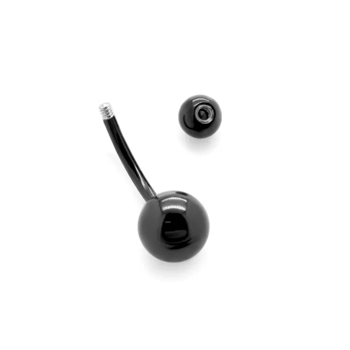 Painful Pleasures Anal 14g Externally Threaded PVD Black Titanium Navel Barbell Price Per 1