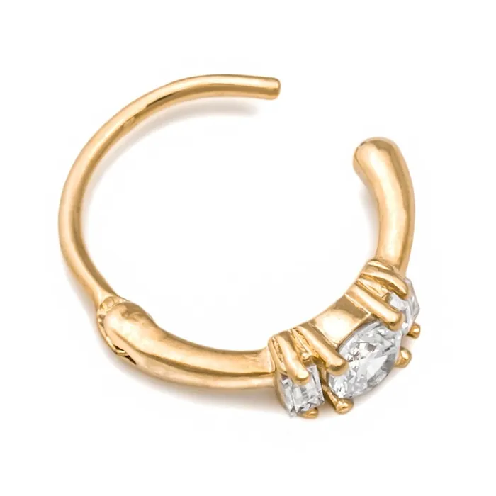 Painful Pleasures Anal 18g 38 Flanked Crystal Gold Plated Clicker