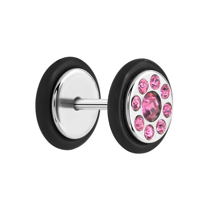 Painful Pleasures Anal FAKE PLUG 9 Stone Pink BLING Fake Piercing 16g thin post Price Per 1