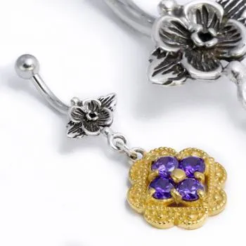 Painful Pleasures Anal Flower n Flower Gold N Silver Bali Belly Wholesale Body Jewelry 14g 716 Painful Pleasures Anal Flower n Flower Gold N Silver Bali Belly Wholesale Body Jewelry 14g 716