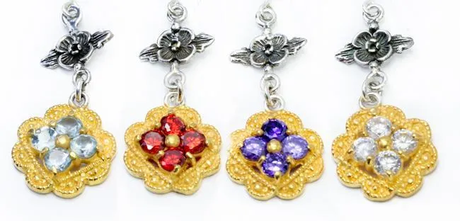 Painful Pleasures Anal Flower n Flower Gold N Silver Bali Belly Wholesale Body Jewelry 14g 716