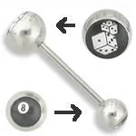 Painful Pleasures Female Sex Toys 14g 58 Double Logo Dice 8 ball Straight Barbell Painful Pleasures Female Sex Toys 14g 58 Double Logo Dice 8 ball Straight Barbell