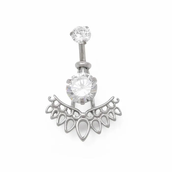 Painful Pleasures Male Sex Toys 14g 38 Silver Wing Belly Button Ring