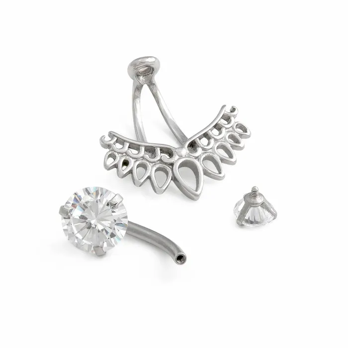 Painful Pleasures Male Sex Toys 14g 38 Silver Wing Belly Button Ring