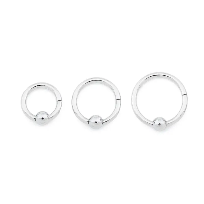 Painful Pleasures Male Sex Toys 14g Steel Captive Bead Hinged Clicker Ring Price Per 1