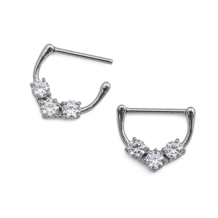 Painful Pleasures Male Sex Toys 14g Trinity Crystal Steel Nipple Clicker