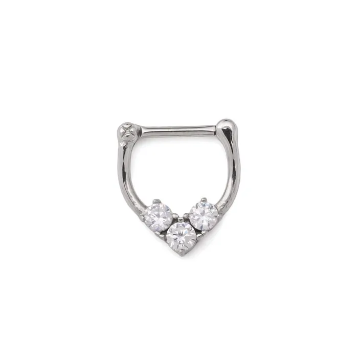 Painful Pleasures Male Sex Toys 16g Steel Septum Clicker Trinity Crystal Ring Price Per 1 Painful Pleasures Male Sex Toys 16g Steel Septum Clicker Trinity Crystal Ring Price Per 1