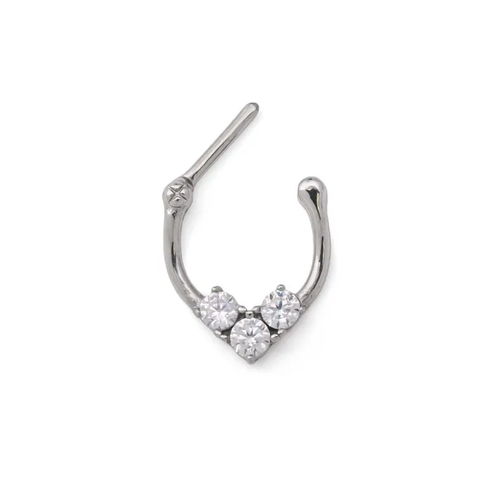 Painful Pleasures Male Sex Toys 16g Steel Septum Clicker Trinity Crystal Ring Price Per 1