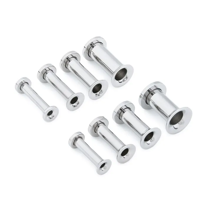 Painful Pleasures Male Sex Toys Extra Long Externally Threaded Single Flare Tunnel Stainless Steel 6g0g 4mm8mm Choose Length