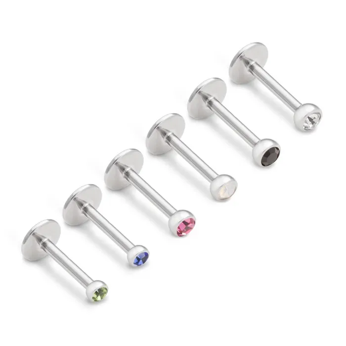 Painful Pleasures Male Sex Toys Internal Martini Bezel Set Gem with UFO Back Labret Stainless Steel Choose Size Price Per 1