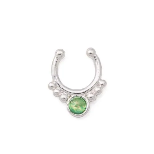 Painful Pleasures Silver Plated ClipOn Septum Ring with Green Opal Price Per 1 Male Sex Toys Painful Pleasures Silver Plated ClipOn Septum Ring with Green Opal Price Per 1 Male Sex Toys