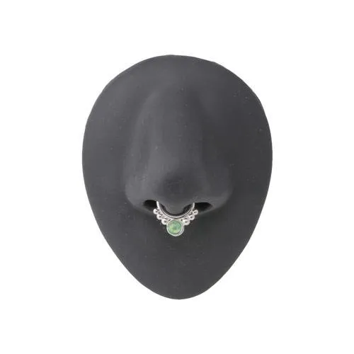 Painful Pleasures Silver Plated ClipOn Septum Ring with Green Opal Price Per 1 Male Sex Toys