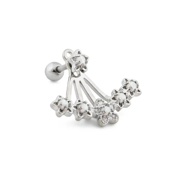 Painful Pleasures Vibrators 16g 14 Opal Star Flower Rhodium Plated Cartilage Earring Painful Pleasures Vibrators 16g 14 Opal Star Flower Rhodium Plated Cartilage Earring