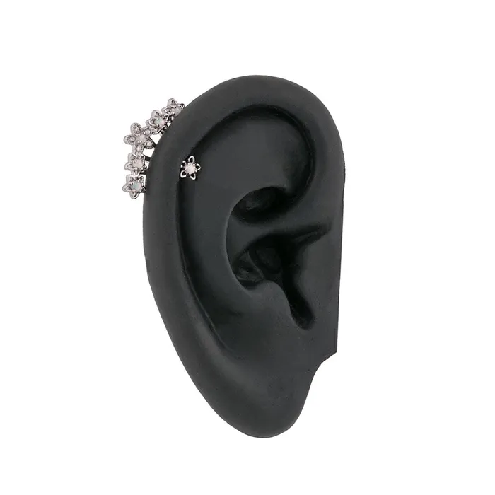 Painful Pleasures Vibrators 16g 14 Opal Star Flower Rhodium Plated Cartilage Earring