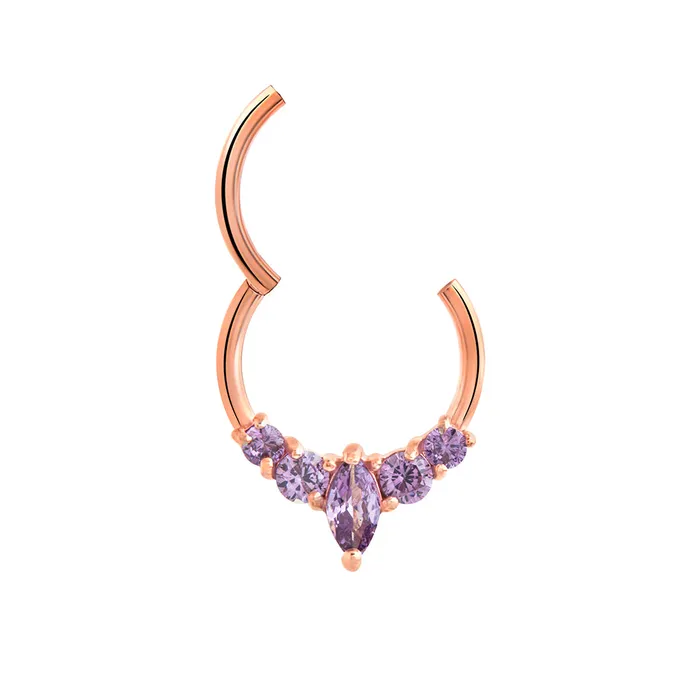 Painful Pleasures Vibrators 16g 38 PVD Rose Gold Marquise Purple Jewel Clicker Ring Price Per 1