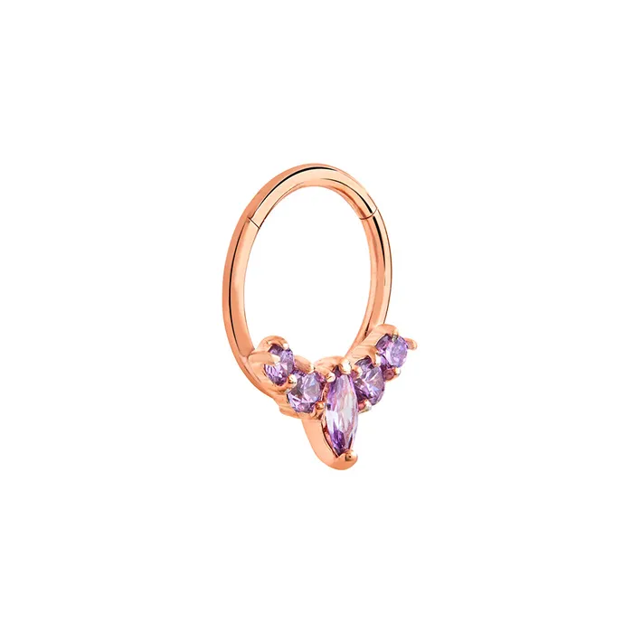 Painful Pleasures Vibrators 16g 38 PVD Rose Gold Marquise Purple Jewel Clicker Ring Price Per 1