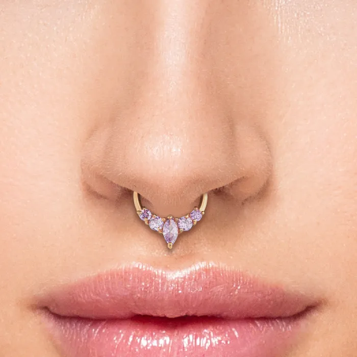Painful Pleasures Vibrators 16g 38 PVD Rose Gold Marquise Purple Jewel Clicker Ring Price Per 1