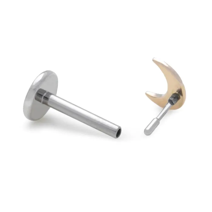 Painful Pleasures Vibrators 18g 16g or 14g Crescent Moon 14kt Yellow Gold Push Pop Top Price Per 1