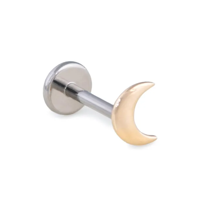 Painful Pleasures Vibrators 18g 16g or 14g Crescent Moon 14kt Yellow Gold Push Pop Top Price Per 1