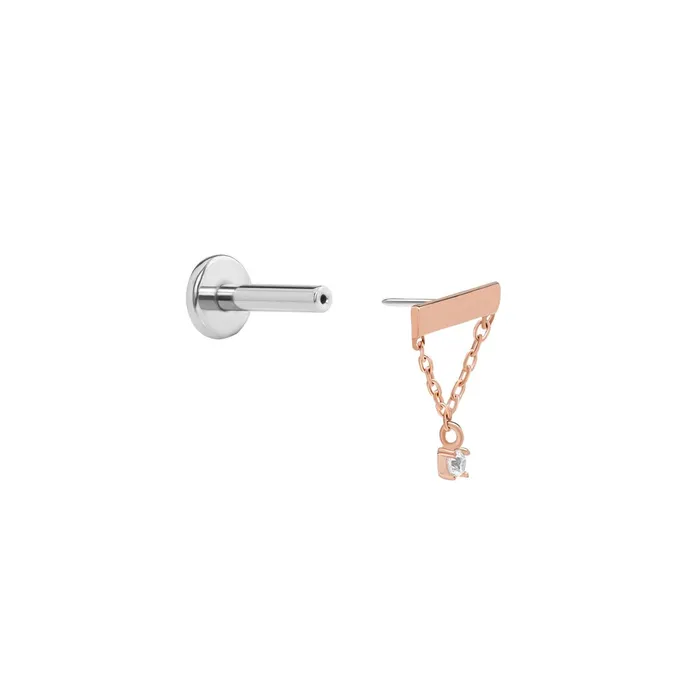 Painful Pleasures Vibrators Tilum Simple Chain and Bar 14kt Rose Gold Threadless Top Price Per 1